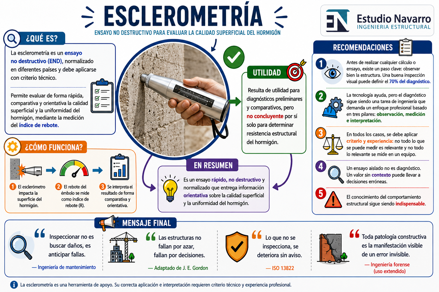 Ensayo de esclerometría en el hormigón